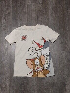 Tom & Jerry Cream Graphic Short Sleeve Tee for Kids